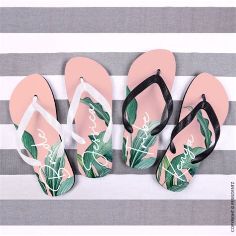 Custom Miami Palm Leaf Flip Flops Bride Bridesmaid Flip Etsy