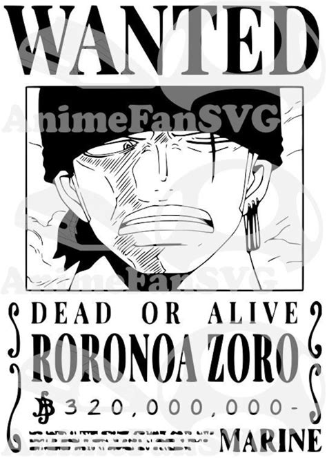 Afiche de Se busca Zoro SVG BLANCO Y NEGRO Etsy España