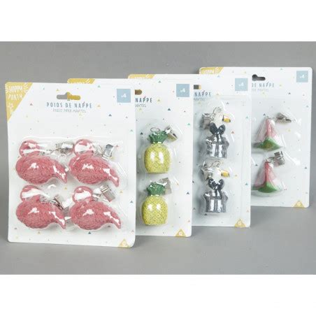 Pince nappe exotique perroquet pastèque ananas ou flamant x4