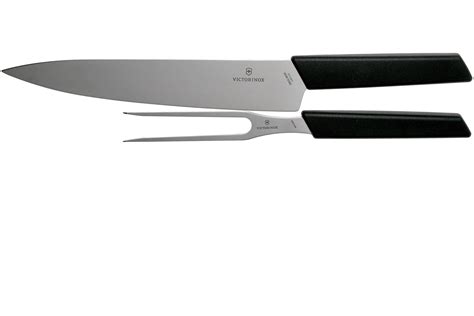 Victorinox Swiss Modern Carving Knife And Meat Fork Black