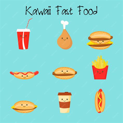 Premium Vector Kawaii Fast Food