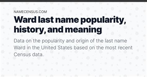 Ward Last Name Popularity, Meaning and Origin