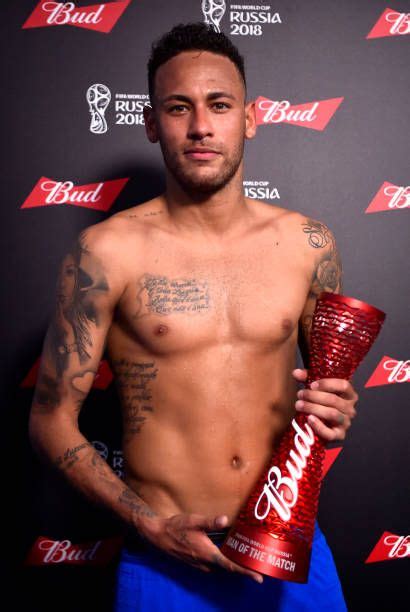 Neymar Jr Of Brazil Poses With His Man Of The Match Trophy Following