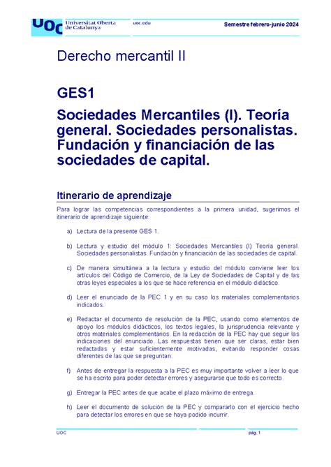 Guía de Estudio 1 Semestre febrero junio 2024 Derecho mercantil II