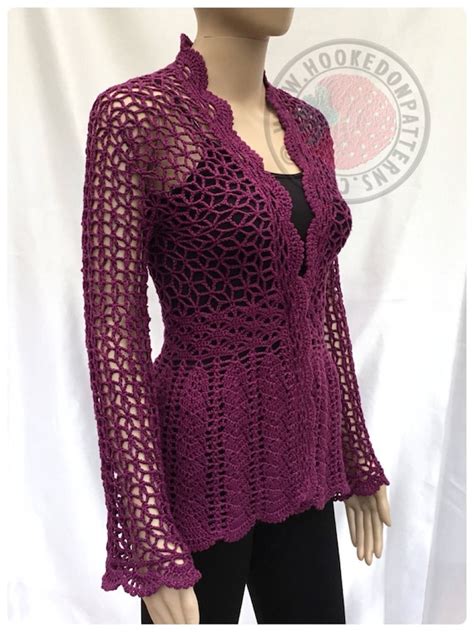 Floral Lace Cardigan Flory Crochet Pdf Pattern Sizes S Etsy