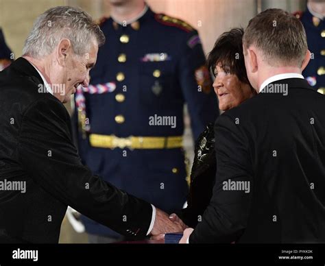 Czech President Milos Zeman Left Bestowed The Medal Of Merit On Jana