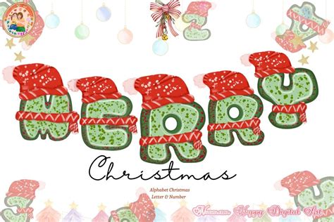 Christmas Alphabet Letters Sublimation Graphic By Noomam Happy Digital