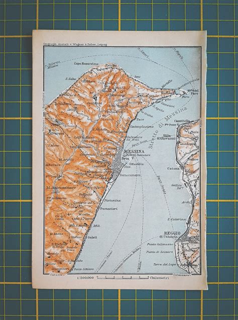 1911 Vintage Strait of Messina Map