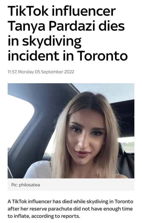 Tiktok Influencer Tanya Pardazi Dies In Skydiving Incident In Toronto