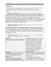 A Healthvana Innovation Assessment Worksheet Deborah Vaccaro Docx