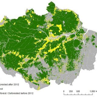 Amount of Amazon region covered by rainforest in 2012 (map courtesy of ...