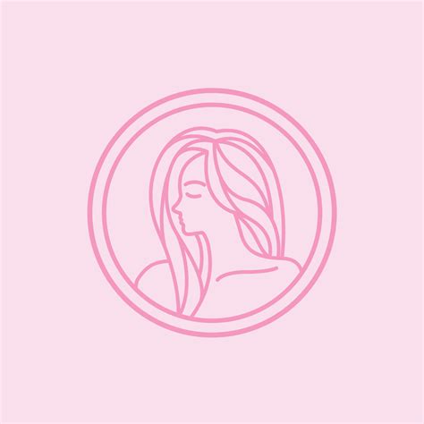 Pink Beauty Woman Long Hair In The Circle Shape Logo Design Inspiration