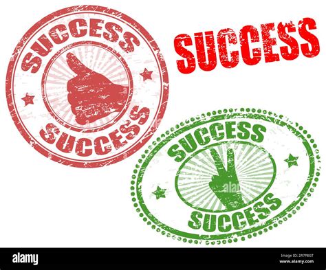 Set Of Grunge Rubber Stamps With The Word Success Written Inside