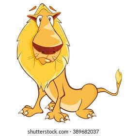 Vector Illustration Funny Yellow Lion Cartoon Stock Vector Royalty