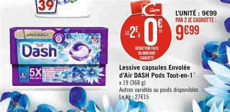 Promo Lessive Capsules Envolée D air Dash Pods Tout en 1 chez