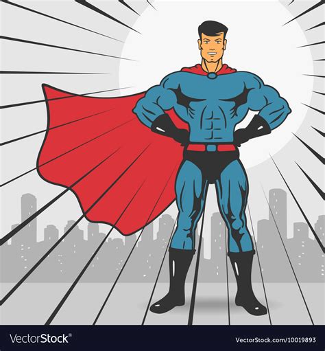 Super action hero stand Royalty Free Vector Image