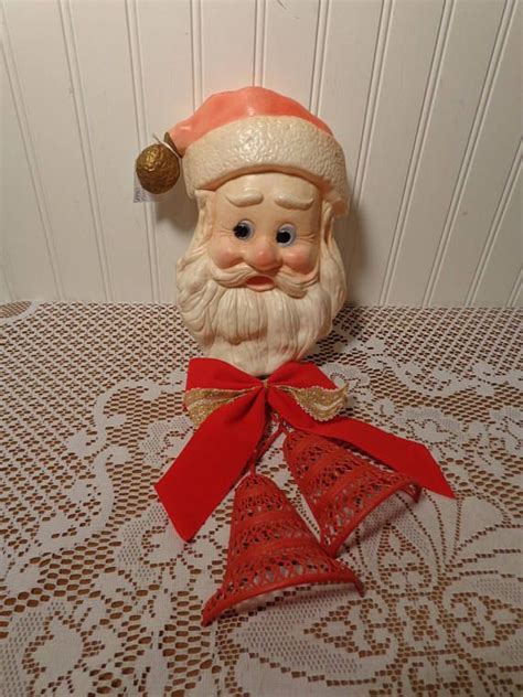 Vintage Large Santa Head Blow Mold Santa Face By Florabelle Etsy