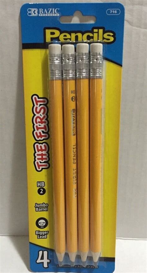 Bazic 2 The First Jumbo Premium Yellow Pencil Yellow 4 Pack Free Shipping Ebay