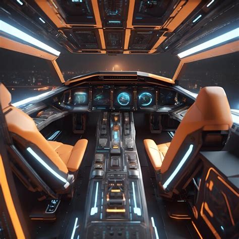 Premium AI Image Futuristic Spaceship Cockpit With Blinking Lights