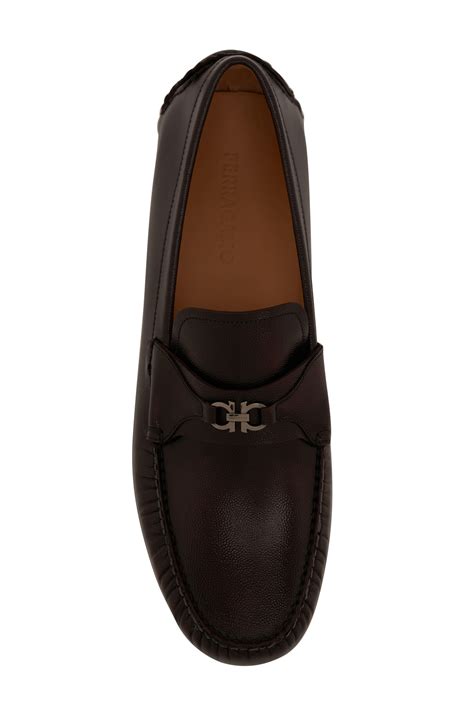 Ferragamo Florin Black Pebbled Calfskin Driver