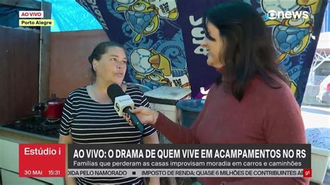 Vídeo Famílias vítimas das chuvas no RS acampam em ruas e rodovias há