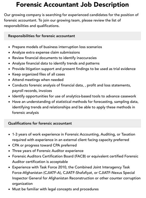 Forensic Accountant Job Description Velvet Jobs