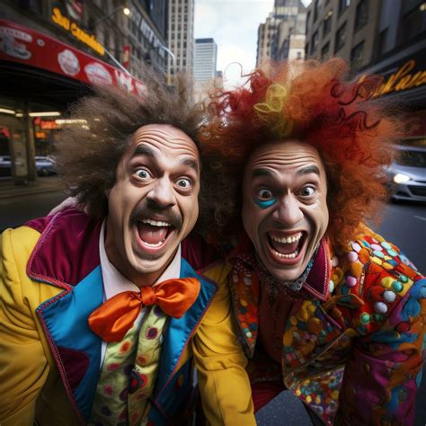 Clowns Smiling Silly And Colorful Entertainers Stock Photo At