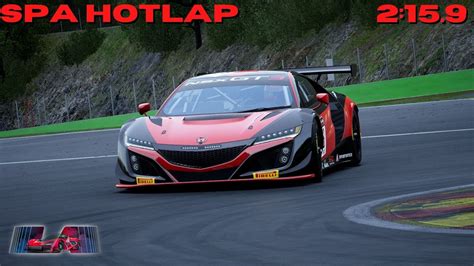 Honda NSX GT3 Evo Hotlap Setup Spa 2 15 930 Assetto Corsa