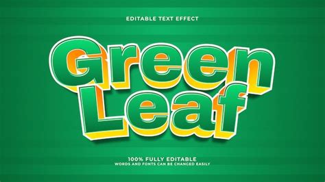 Efecto De Texto Editable En D De Hoja Verde Vector Premium