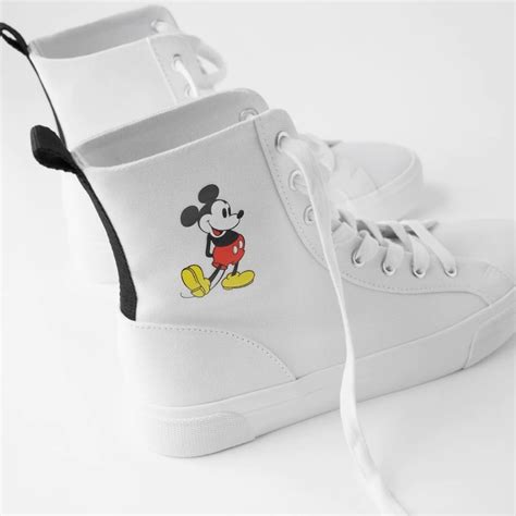 Zara Disney Mickey Mouse High Top Canvas Sneakers In Gem