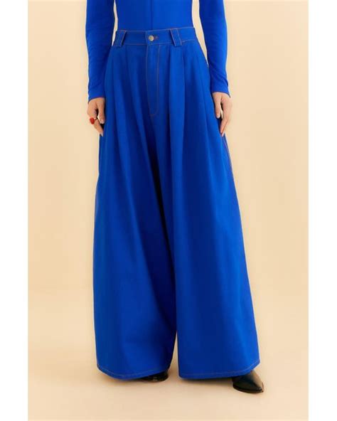 Farm Rio Canvas Maxi Pleated Pants In Blue Lyst