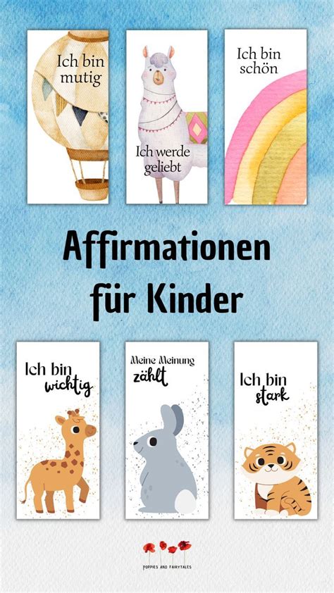 Positive Affirmationen für Kinder auf Deutsch Karten Mut machen