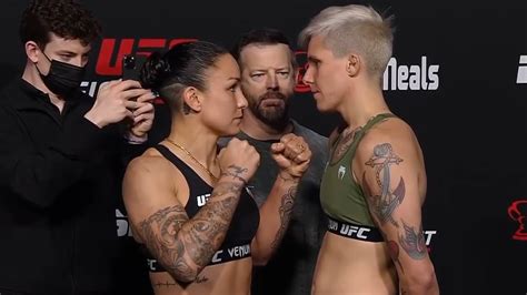 Raquel Pennington Vs Macy Chiasson Weigh In Face Off Ufc Fight Night Lewis Vs Daukaus