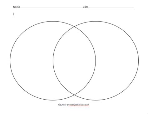 Pritable Venn Diagram Graphic Organizer