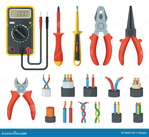 Alambres Del Cable El Ctrico Y Diversas Herramientas Electr Nicas