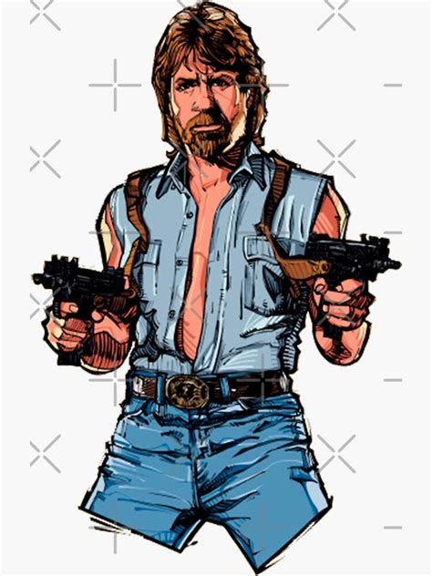 "Chuck Norris Dual Uzi" Sticker for Sale by ZeyEm | Redbubble