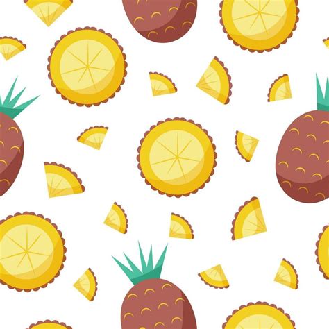 Yellow Pineapple With Triangles Geometric Fruit Summer Tropical Pattern