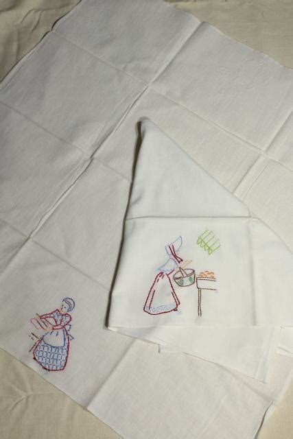 Vintage Days Of The Week Cotton Flour Sack Towels Kitchen Chores Hand