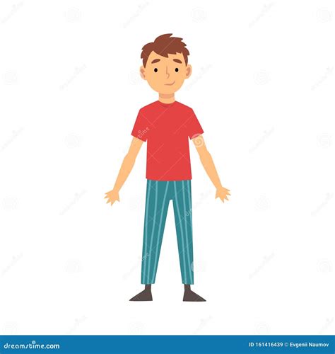 Boy Stands in Striped Pants Cartoon Vector Illustration Stock Vector ...