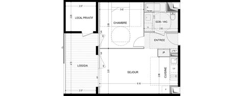 Plan appartement T2 de 41 50 m² neuf à Agde résidence Baie des