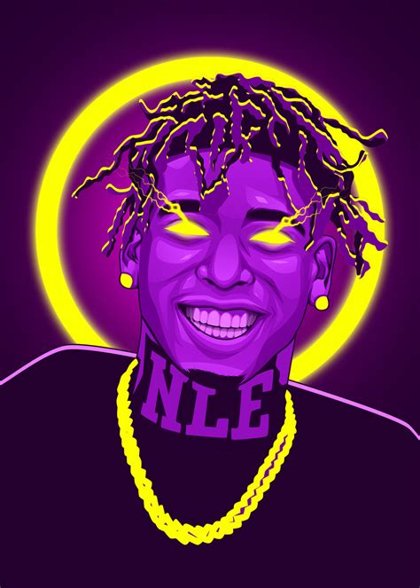 Wall Art Print Nle Choppa Neon Art Rapper Ukposters