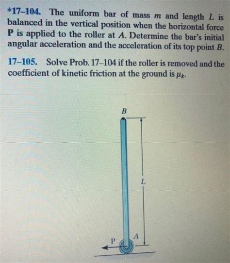 Solved The Uniform Bar Of Mass M And Length L Is Chegg