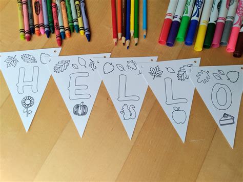 Hello Fall Coloring Banner Fall Coloring Garland for Kids - Etsy