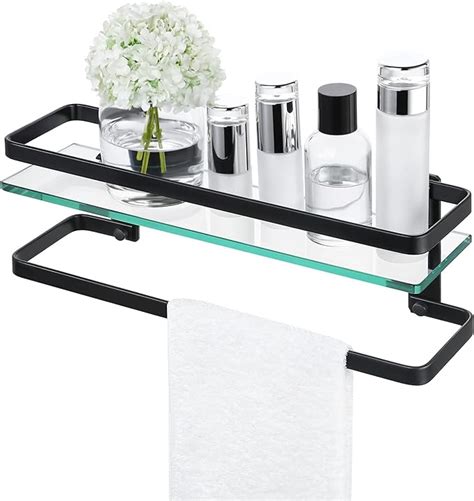 Kes Bathroom Shelf Extra 8 Mm Thick Tempered Glass With Aluminum Bar And Rail