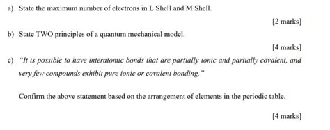 Solved a) State the maximum number of electrons in L Shell | Chegg.com 