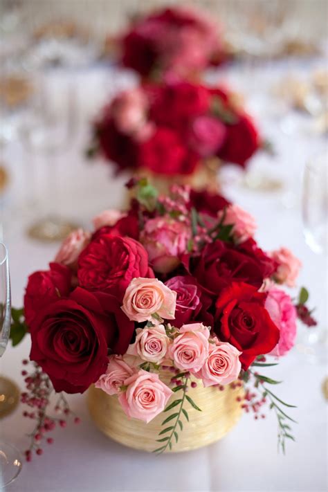 Red-Pink-Rose-Gold-Vase-Centerpiece - Elizabeth Anne Designs: The Wedding Blog