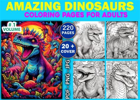 Amazing Dinosaurs Coloring Pages Adult Graphic By Sobuj Store · Creative Fabrica