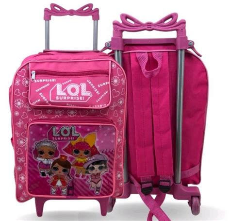 Mochila Escolar Infantil Rodinhas Para Meninas Lol Sem Marcas