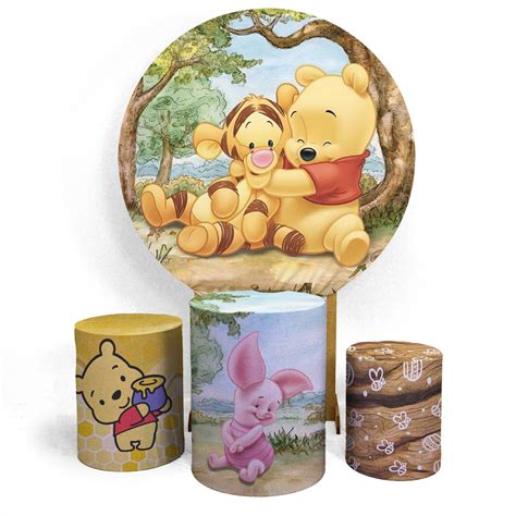 Trio Capa Cilindro Ursinho Pooh Capa Painel Desenho Veste F Cil