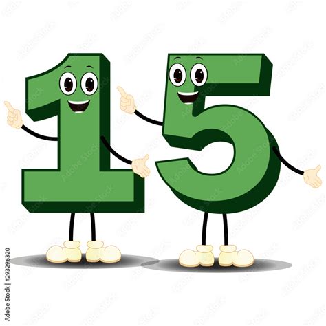 Number Fifteen - Cartoon Vector Image Stock Vector | Adobe Stock